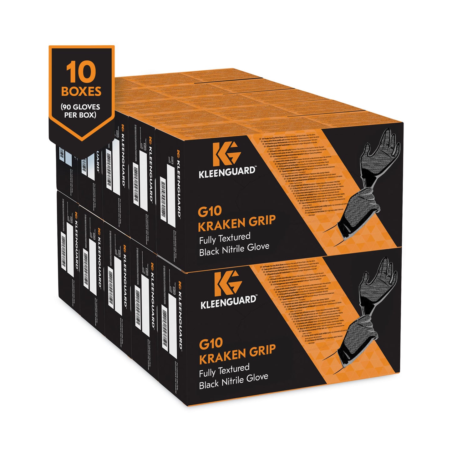 KleenGuard™ G10 Kraken Grip Nitrile Gloves, Powder-Free, X-Large, 6 mil Thick, 9.5" Long, Black, 90/Box, 10 Boxes/Carton (ANS49278)