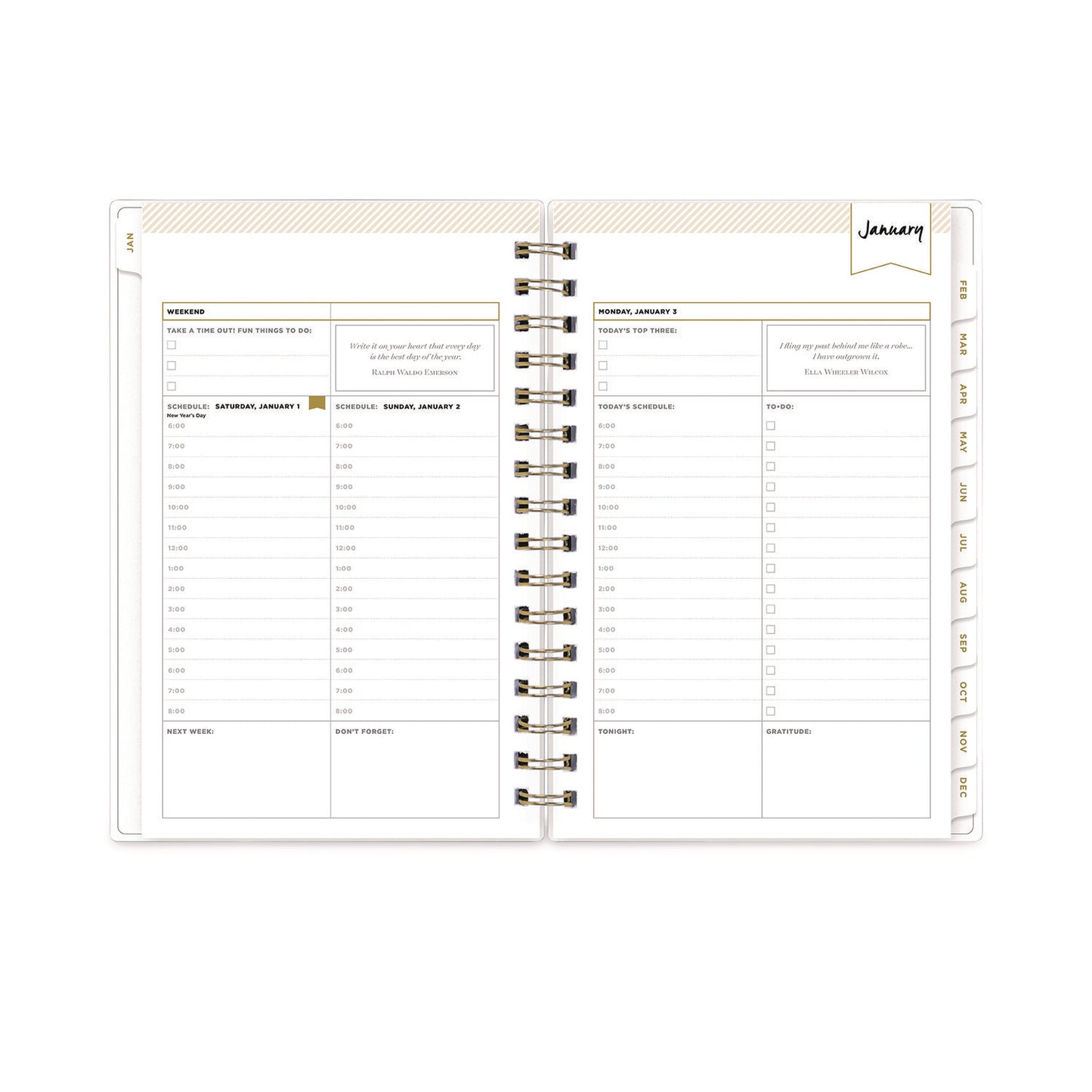 Blue Sky® Day Designer Navy Stripe Daily/Monthly Planner, Horizontal Stripe Artwork, 8 x 5, Navy/White Cover, 12-Month (Jan-Dec): 2026 (BLS103623)