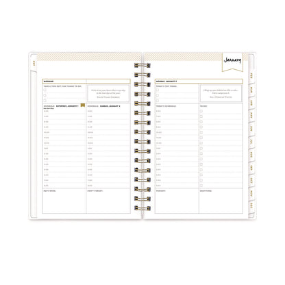 Blue Sky® Day Designer Navy Stripe Daily/Monthly Planner, Horizontal Stripe Artwork, 8 x 5, Navy/White Cover, 12-Month (Jan-Dec): 2026 (BLS103623)