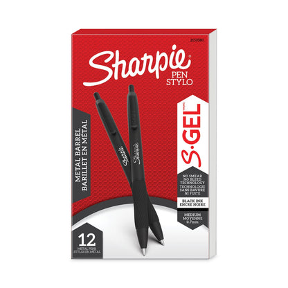 sharpie-s-gel-pens-medium-pen-point-0-7-mm-pen-point-size-black-gel-based-ink-matte-black-metal-barrel-1-dozen-num-san2153580_3