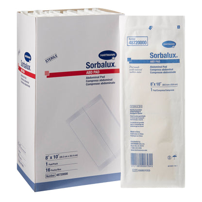Sorbalux® ABD Abdominal Pad 8 X 10 Inch 1-Ply Sterile 1 per Pouch (625308_BX)