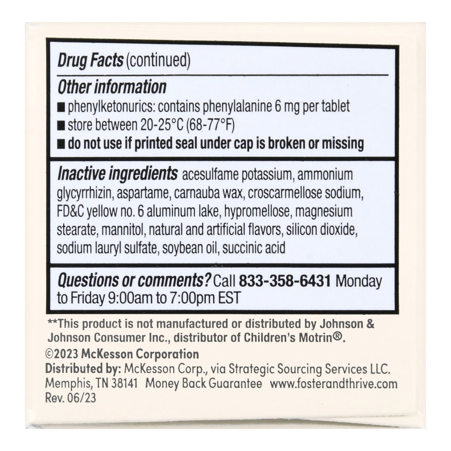 Foster & Thrive™ Children's Pain Relief 100 mg Strength Ibuprofen Tablet 24 per Bottle (1238953_EA)