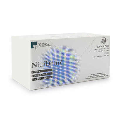 NitriDerm® Surgical Glove Size 7.5 Sterile Nitrile Standard Cuff Length Fully Textured White Chemo Tested (1162690_CS)