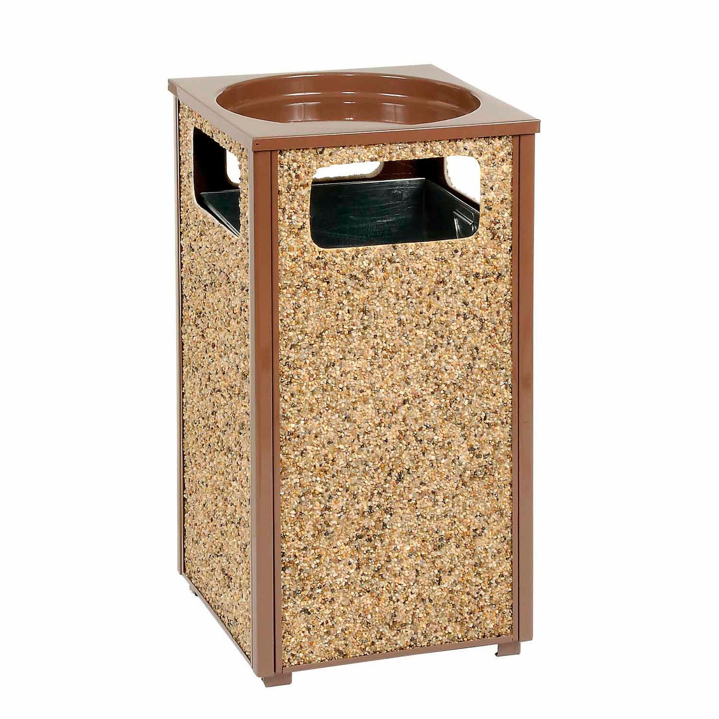 Global Industrial Stone Panel Trash Sand Urn, Brown, 24 Gallon, 17-1/2" Square x 32"H (WB238243BN)