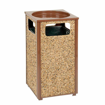 Global Industrial Stone Panel Trash Sand Urn, Brown, 24 Gallon, 17-1/2" Square x 32"H (WB238243BN)