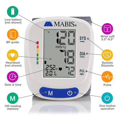 MABIS® Digital Blood Pressure Monitor Adult Cuff Cloth Fabric Cuff 5.3 to 8.5 inches Mobile (1237844_EA)