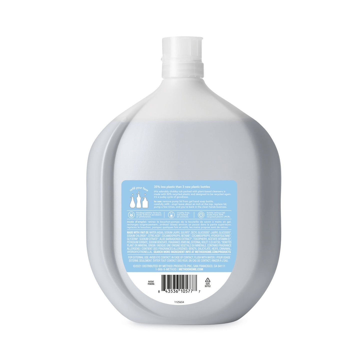 Method® Gel Hand Wash Refill Tub, Sweetwater Scent, 34 oz, 4/Carton (MTH378682)
