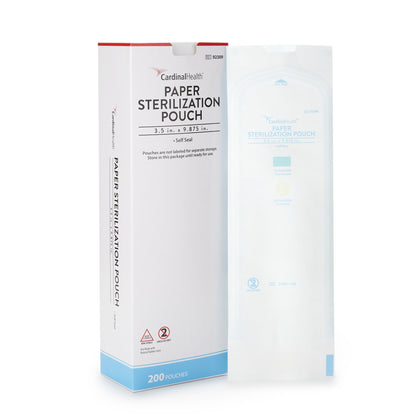 Cardinal Health™ Sterilization Pouch Ethylene Oxide (EO) Gas / Steam 3-1/2 X 9 Inch Transparent / White Self Seal Paper / Film (344693_PK)