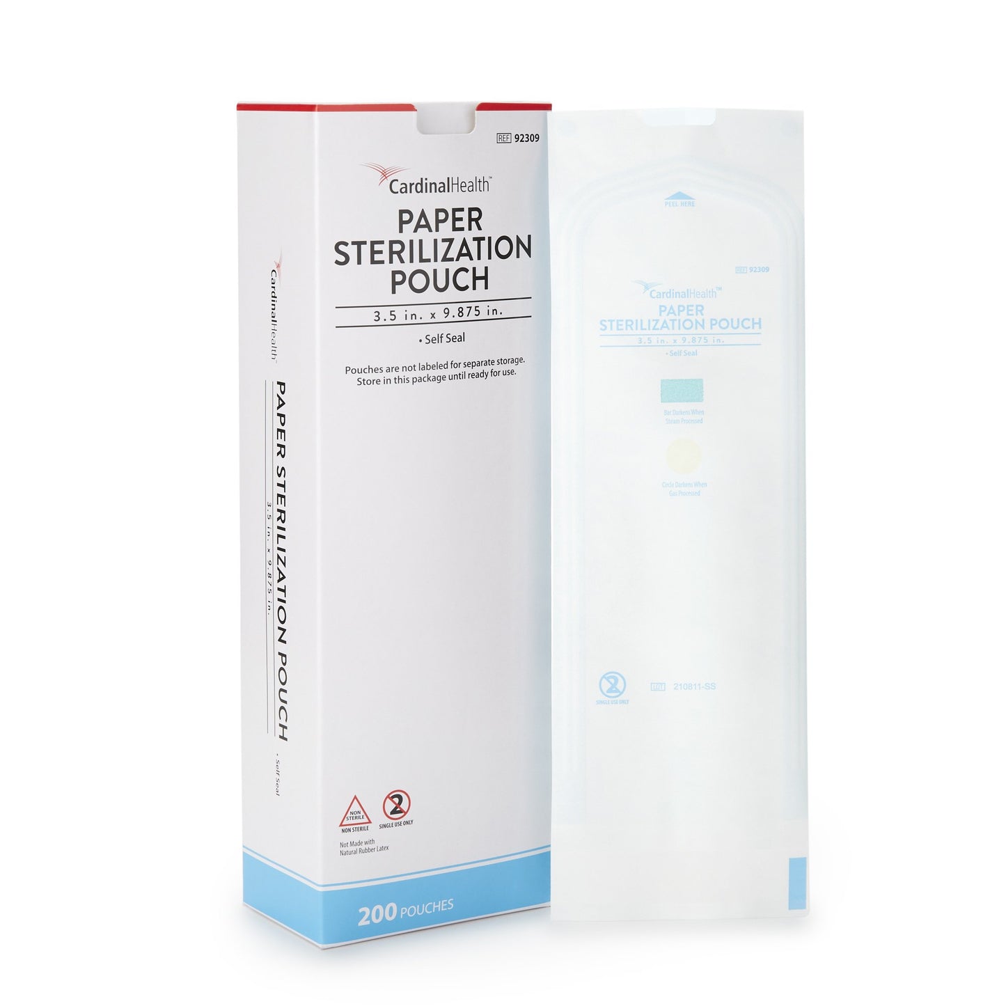 Cardinal Health™ Sterilization Pouch Ethylene Oxide (EO) Gas / Steam 3-1/2 X 9 Inch Transparent / White Self Seal Paper / Film (344693_CS)
