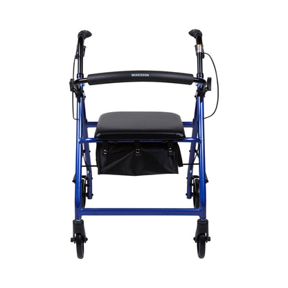 McKesson 4 Wheel Rollator Blue Adjustable Height / Folding Aluminum Frame (1065264_EA)
