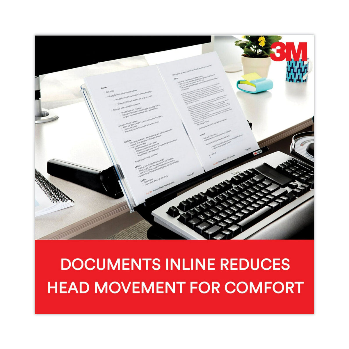 In Line Copyholder 3M™ In-Line Freestanding Copyholder, 300 Sheet Capacity, Plastic, Blac ...