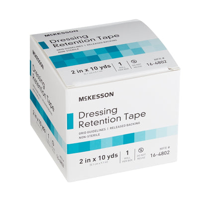 McKesson Water Resistant Dressing Retention Tape with Liner White 2 Inch X 10 Yard Nonwoven / Printed Release Paper NonSterile (1087971_BX)