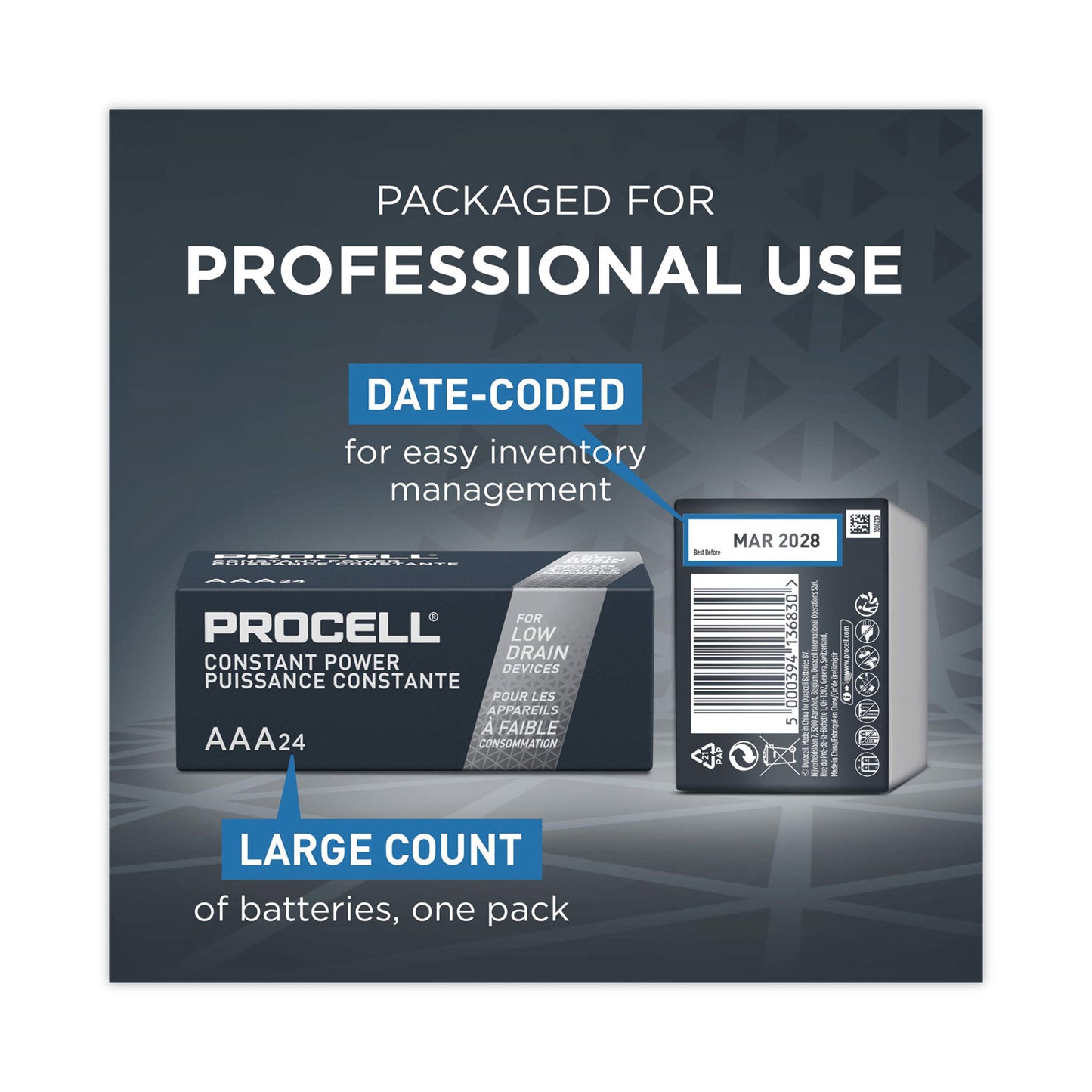 Procell® Professional Alkaline AAA Batteries, 144/Carton (DURPC2400CT)