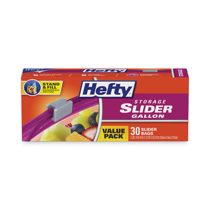 Hefty® Slider Stand and Fill Food Storage Bags, Gallon, 10.56" x 11", Clear, 30/Box (RFPR88071)