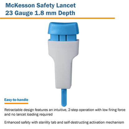McKesson Safety Lancet 23 Gauge Retractable Push Button Activation Finger (1217990_BX)