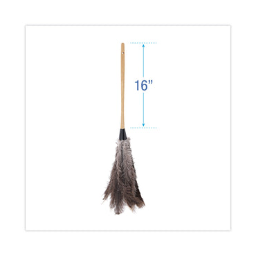 Boardwalk® Professional Ostrich Feather Duster, 16" Wood Handle, 12" Gray Bristle (BWK31FD)
