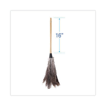 Boardwalk® Professional Ostrich Feather Duster, 16" Wood Handle, 12" Gray Bristle (BWK31FD)