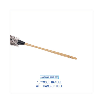 Boardwalk® Professional Ostrich Feather Duster, 16" Wood Handle, 12" Gray Bristle (BWK31FD)