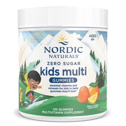 Nordic Naturals® Zero Sugar Kids Multi Dietary Supplement Vitamin A 300 mcg Strength Gummy 120 per Bottle Orange Lemon Flavor (1264956_BT)