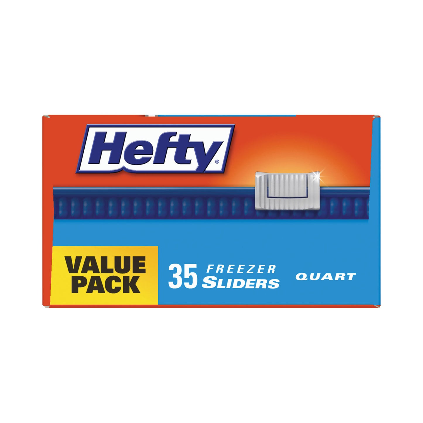 Hefty® Slider Stand and Fill Freezer Storage Bags, 32 oz, 7" x 8", Clear, 35 Bags/Box, 9 Boxes/Carton (RFPR88079CT)