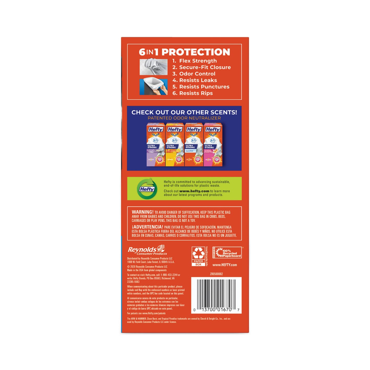 Hefty® Extra Heavy-Duty Ultra Strong Scented Tall Kitchen Bags, Drawstring, 13 gal, Clean Burst, 23.75" x 24.88", White, 80/Box (PCTE88356)