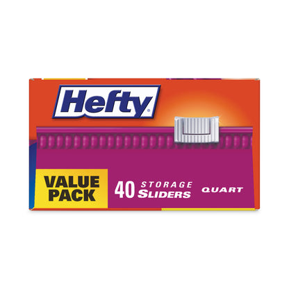 Hefty® Slider Stand and Fill Food Storage Bags, Quart, 8" x 7", Clear, 40 Bags/Box, 9 Boxes/Carton (RFPR88075CT)