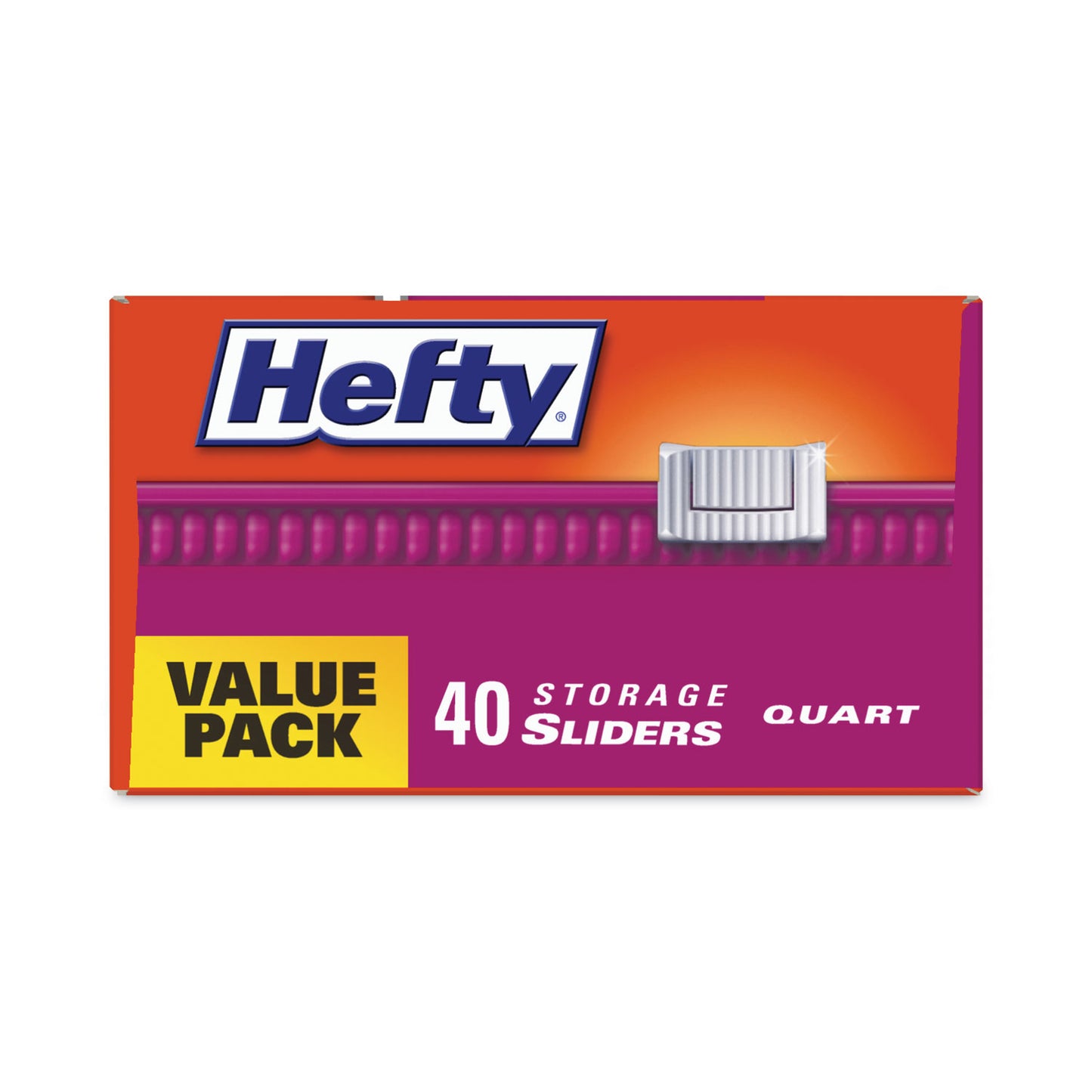 Hefty® Slider Stand and Fill Food Storage Bags, Quart, 8" x 7", Clear, 40 Bags/Box, 9 Boxes/Carton (RFPR88075CT)