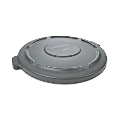 Rubbermaid® Commercial BRUTE Self-Draining Flat Top Lids for 10 gal Round BRUTE Container, 15.91" Diameter, Gray, 6/Carton (RCP260900GRAYCT)