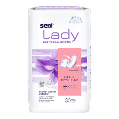 Seni® Lady Light Bladder Control Pad 8.9 Inch Length Light Absorbency Super Absorbent Core One Size Fits Most (1222534_PK)