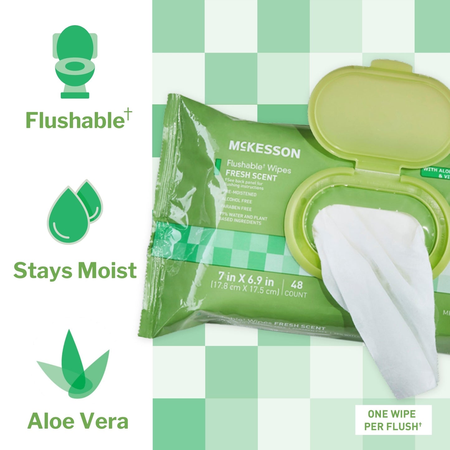 McKesson Flushable Personal Wipe Soft Pack Scented 48 Count (1241750_CS)