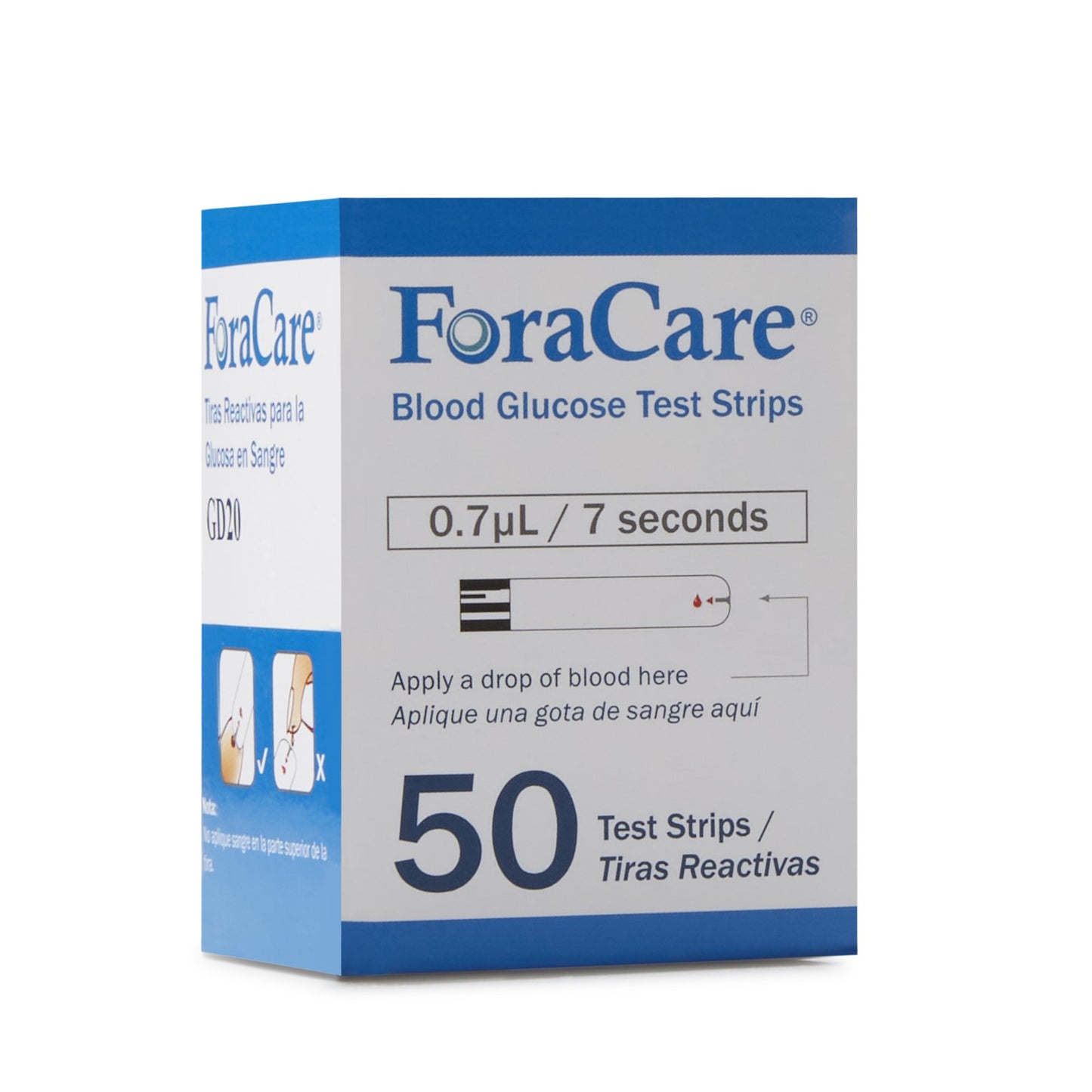 FORA GD20 Blood Glucose Test Strips 50 Strips per Pack (811910_BX)