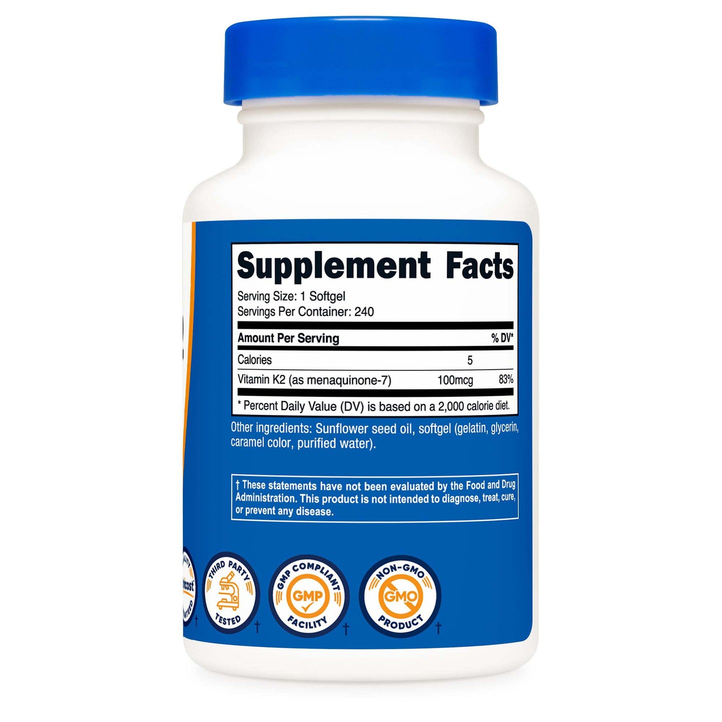 nutricost® Dietary Supplement Vitamin K2 MK-7 100 mcg Strength Softgel 240 Per Bottle (1270244_BT)