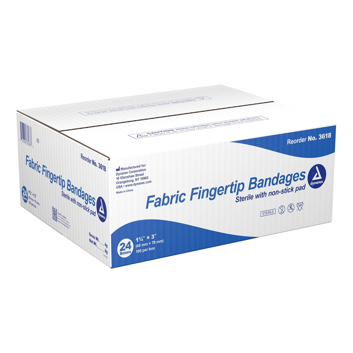 Dynarex® Adhesive Strip 1-3/4 X 3 Inch Fabric Fingertip White Sterile (670177_BX)