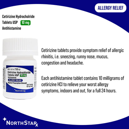 NorthStar Cetirizine HCl 10 mg Tablet 100 Tablets (1116433_BT)