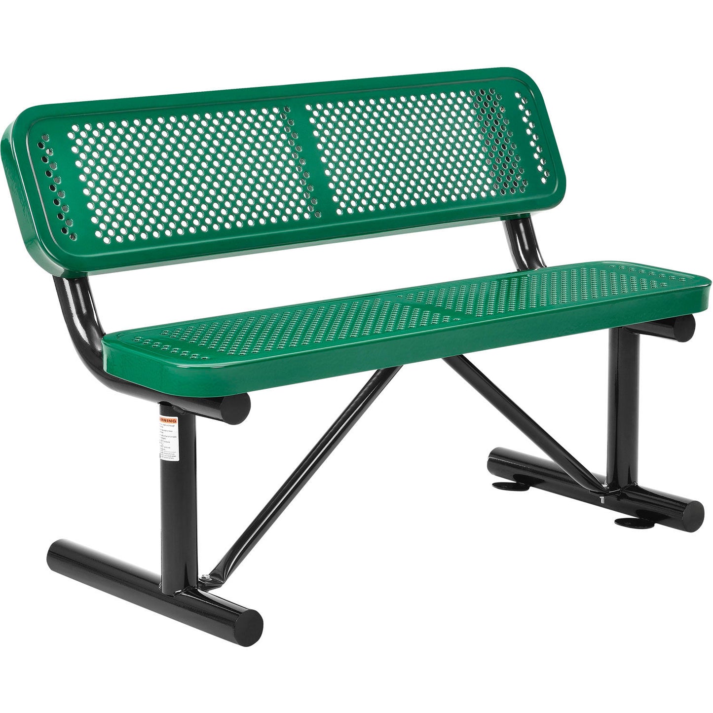 Global Industrial 4' Outdoor Steel Bench w/ Backrest, Perforated Metal, Green (WB695744GN)