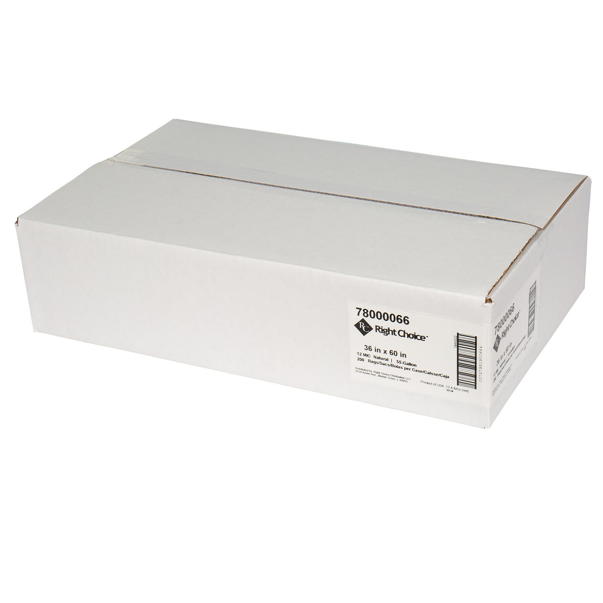 Right Choice HDPE 55-Gal Can Liner Roll, Natural, 36" x 60", 12 mic (78000066)