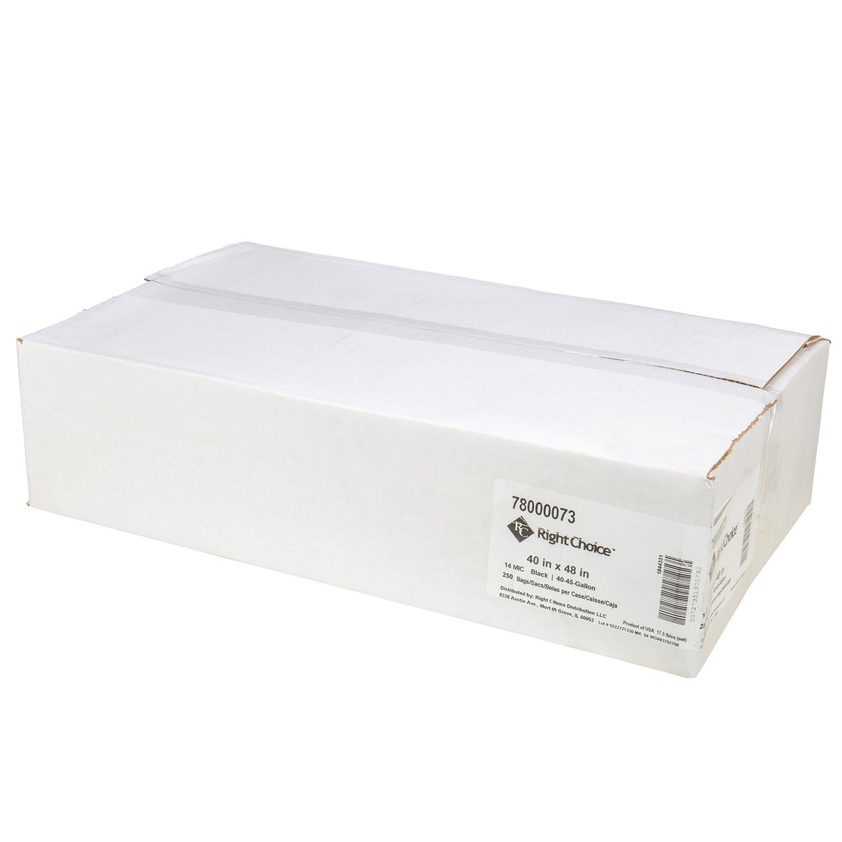 Right Choice HDPE Can Liner Roll 14 Micron, Black, 40-45 Gallon, 40" x 48" (78000073)