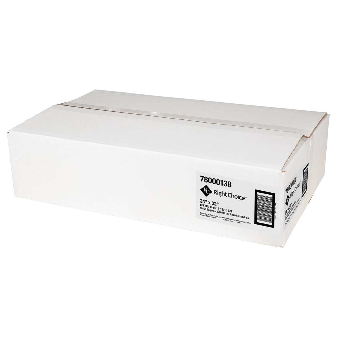 Right Choice LLDPE Can Liner Roll 0.5 Mil, Clear, 12-16 Gallon, 24" x 32" (78000138)