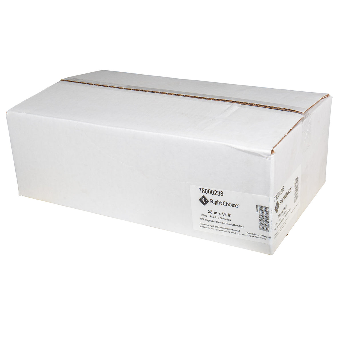 Right Choice® LDPE Repro Can Liner Roll 2 Mil, Black, 60 Gallon, 38" x 58" (78000238)