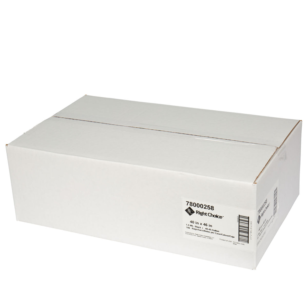 Right Choice® LDPE Repro Can Liner Roll 1.5 Mil, Black, 40-45 Gallon, 40" x 46" (78000258)