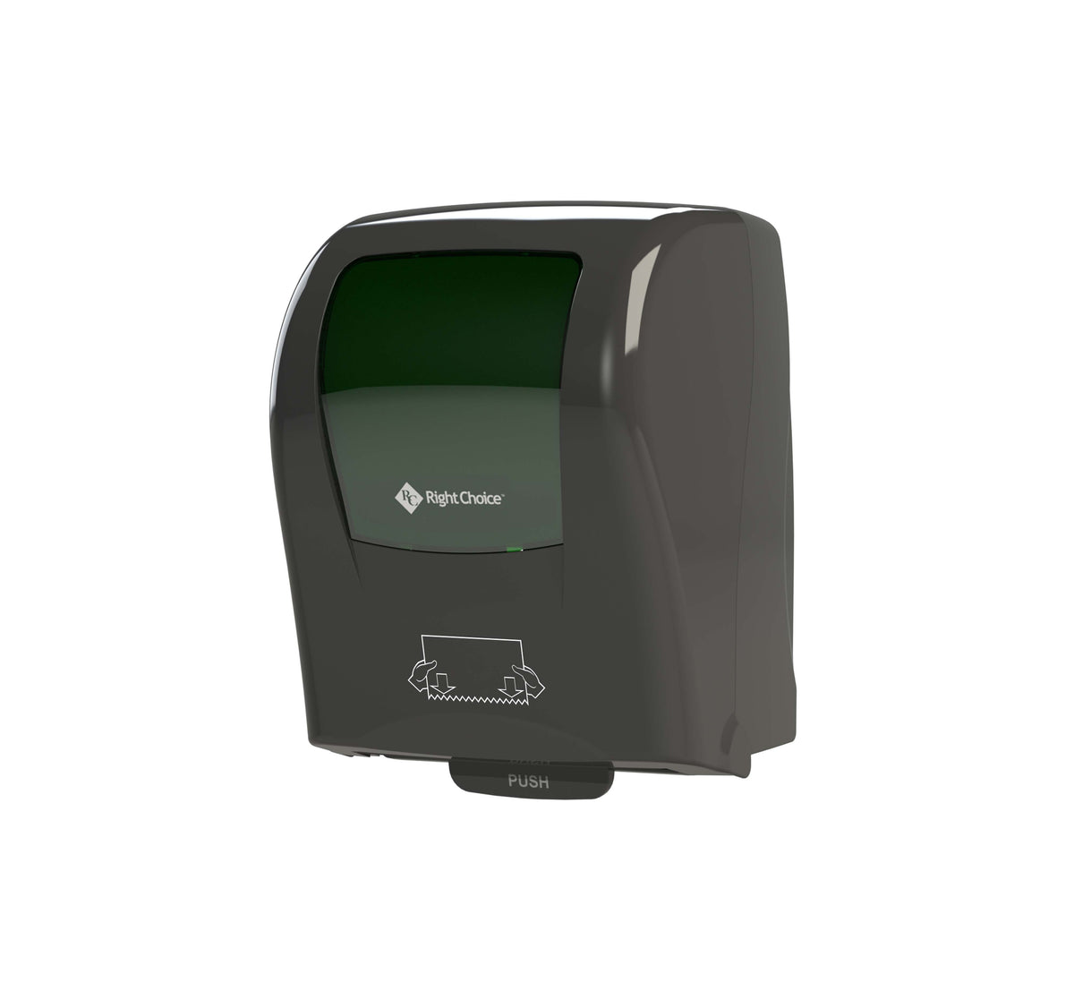 Right Choice Polycarbonate Roll Towel Dispenser Mechanical Hands Free, Black, 15.44" x 11.76" x 9.25" (78000390)