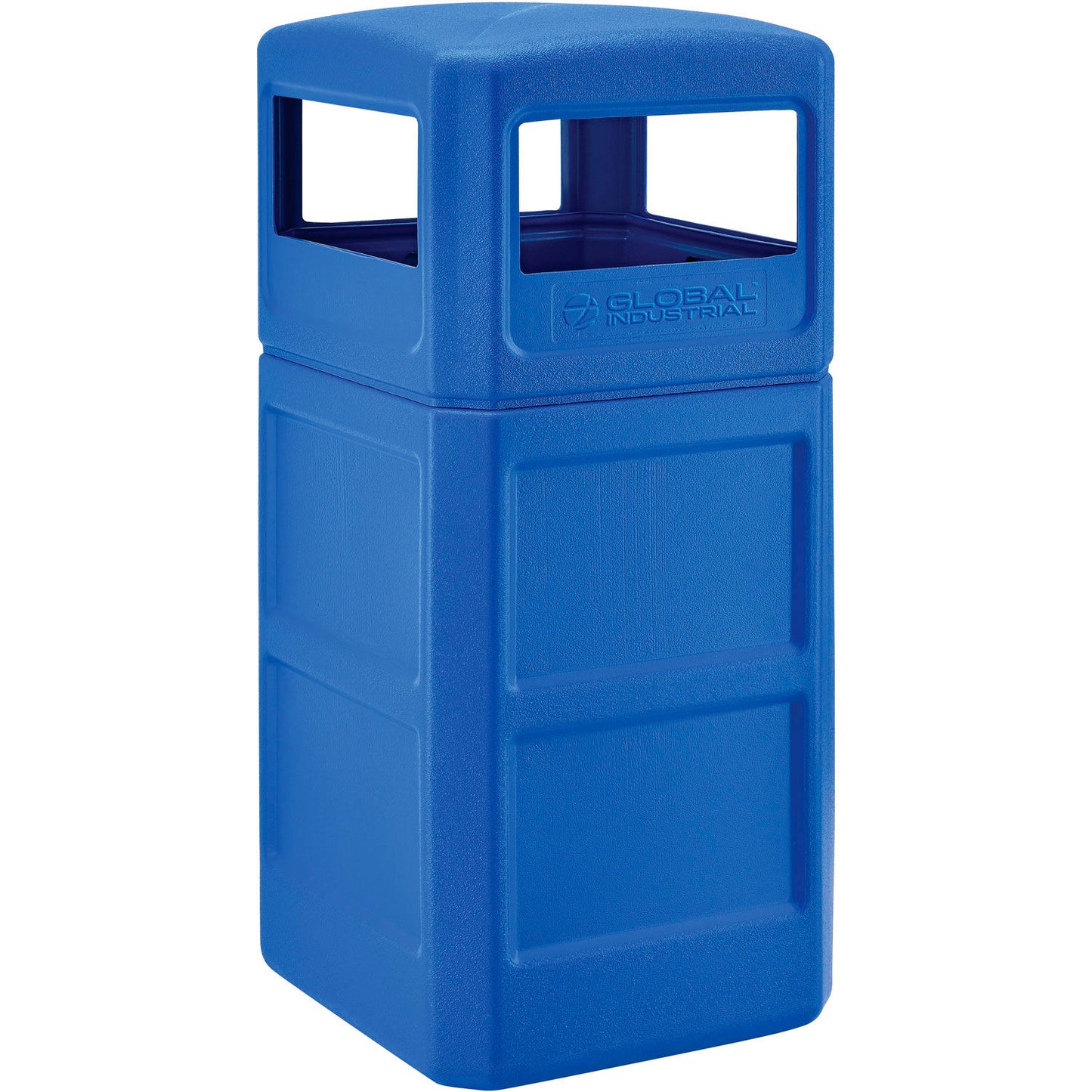 Global Industrial Square Plastic Waste Receptacle With Dome Lid, 42 Gallon, Blue (WB641414BL)