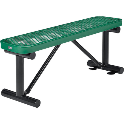 Global Industrial 4' Outdoor Steel Flat Bench, Expanded Metal, Green (WB695741GN)
