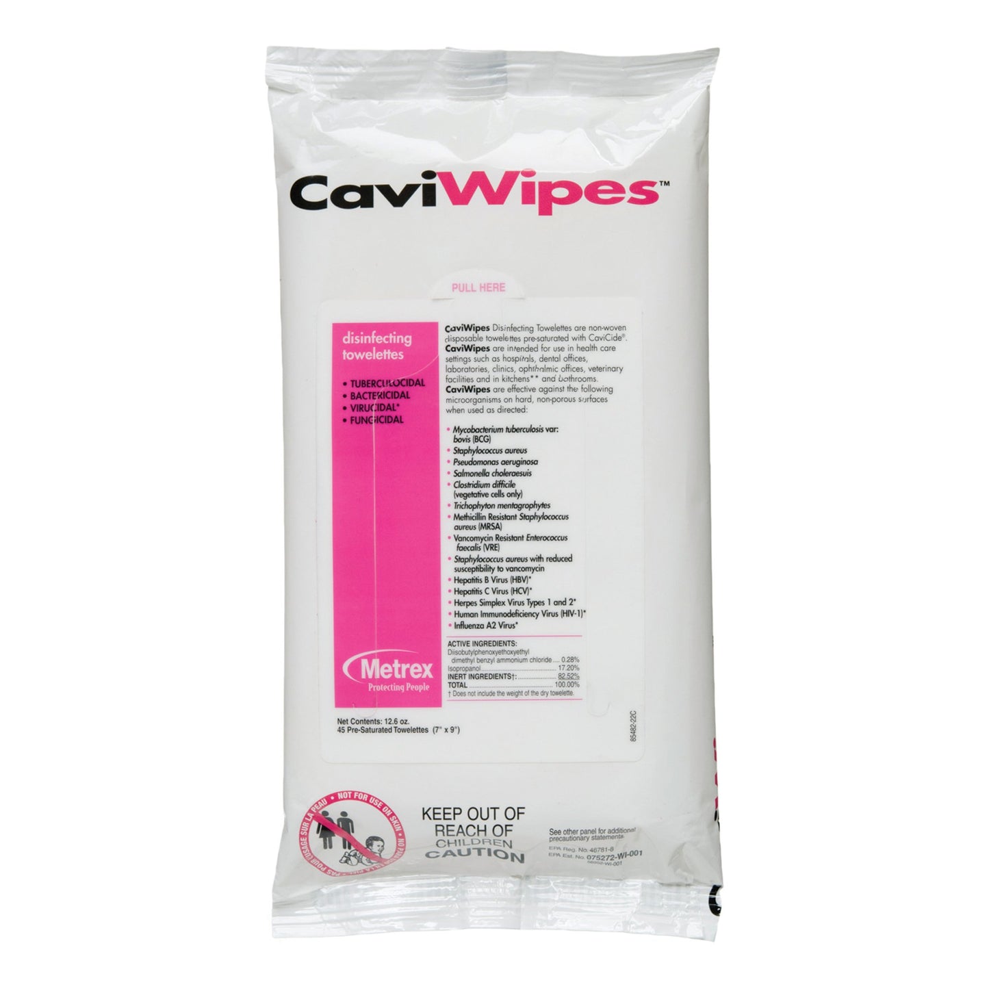 CaviWipes™ Surface Disinfectant Premoistened Alcohol Based Manual Pull Wipe 45 Count Soft Pack Alcohol Scent NonSterile (651840_PK)