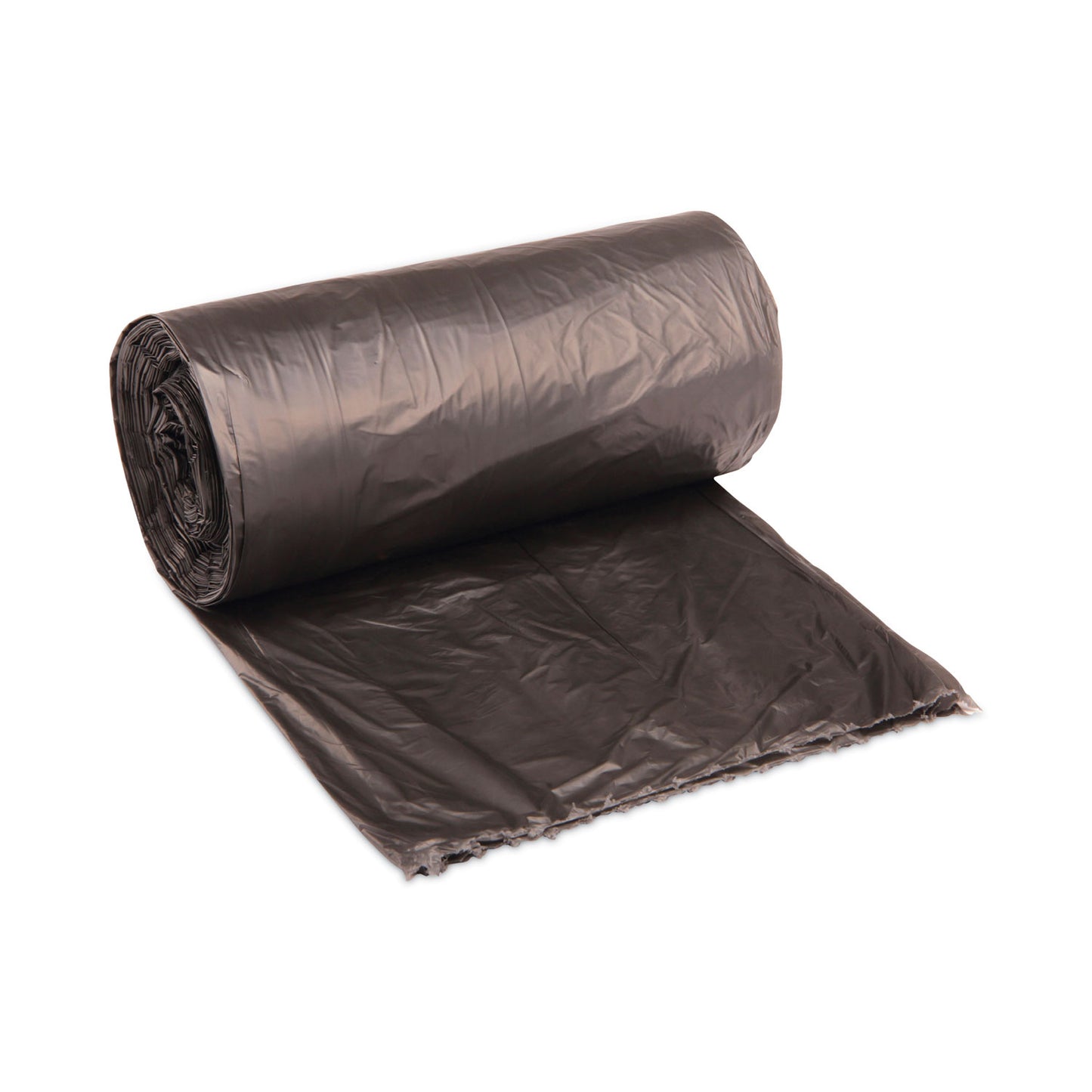 Boardwalk® High-Density Can Liners, 60 gal, 14 mic, 38" x 58", Black, Perforated Roll, 25 Bags/Roll, 8 Rolls/Carton (BWK385814K)