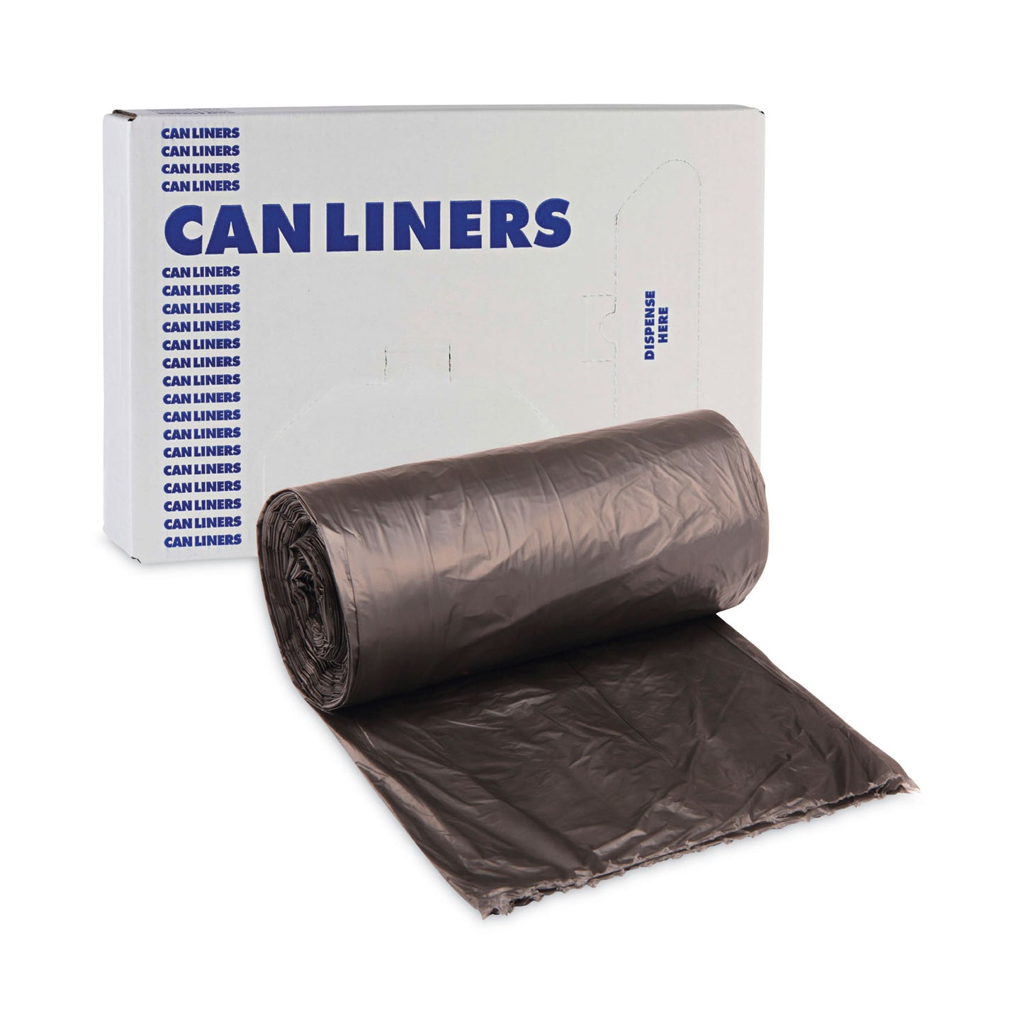 Boardwalk® High-Density Can Liners, 60 gal, 14 mic, 38" x 58", Black, Perforated Roll, 25 Bags/Roll, 8 Rolls/Carton (BWK385814K)