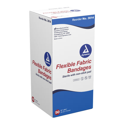 Dynarex® Adhesive Strip 2 X 4-1/2 Inch Fabric Rectangle Tan Sterile (486351_BX)