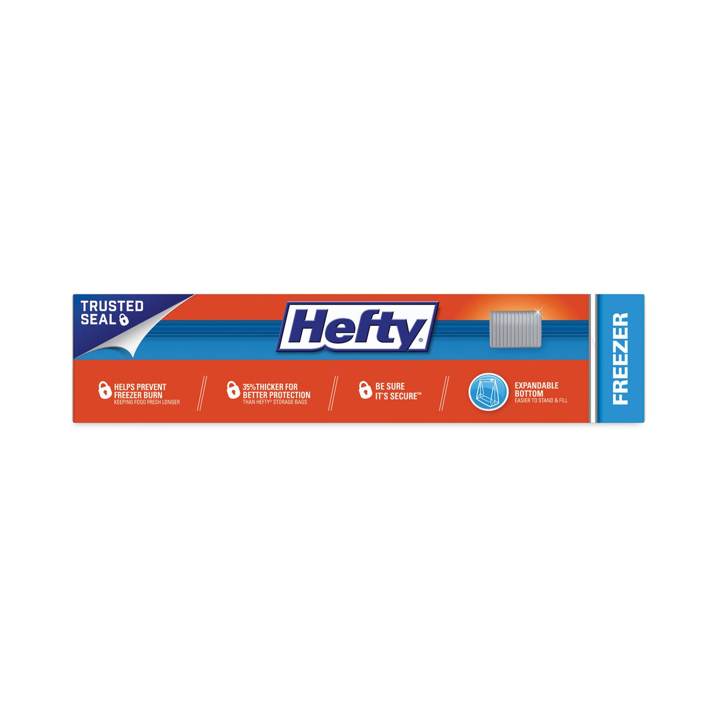 Hefty® Slider Stand and Fill Freezer Storage Bags, 1 gal, 10.56" x 11", Clear, 25 Bags/Box, 9 Boxes/Carton (RFPR88073CT)