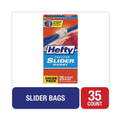 Hefty® Slider Stand and Fill Freezer Storage Bags, 32 oz, 7" x 8", Clear, 35/Box (RFPR88079)