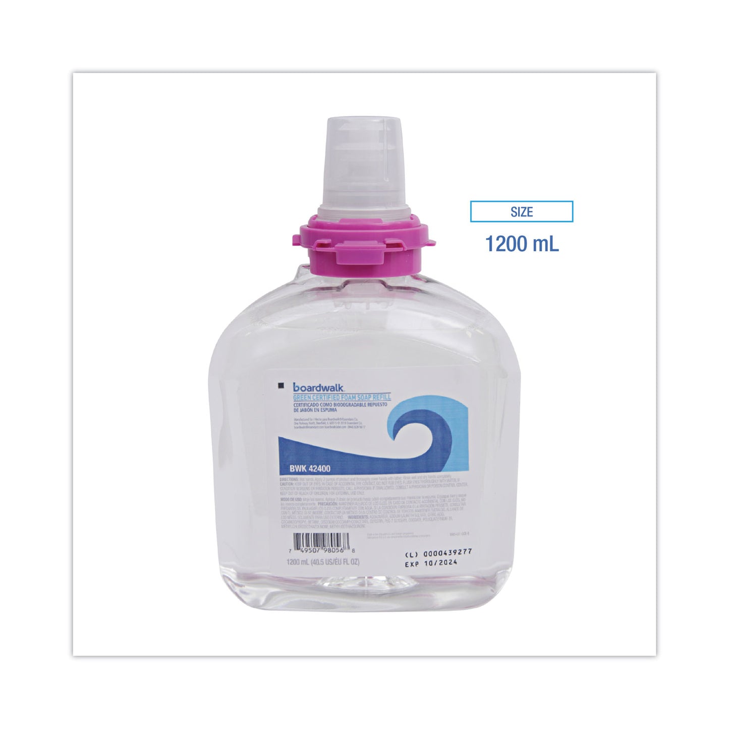 Boardwalk® Green Certified Foam Soap Refill, Unscented, 1,200 mL, 2/Carton (BWK42400)